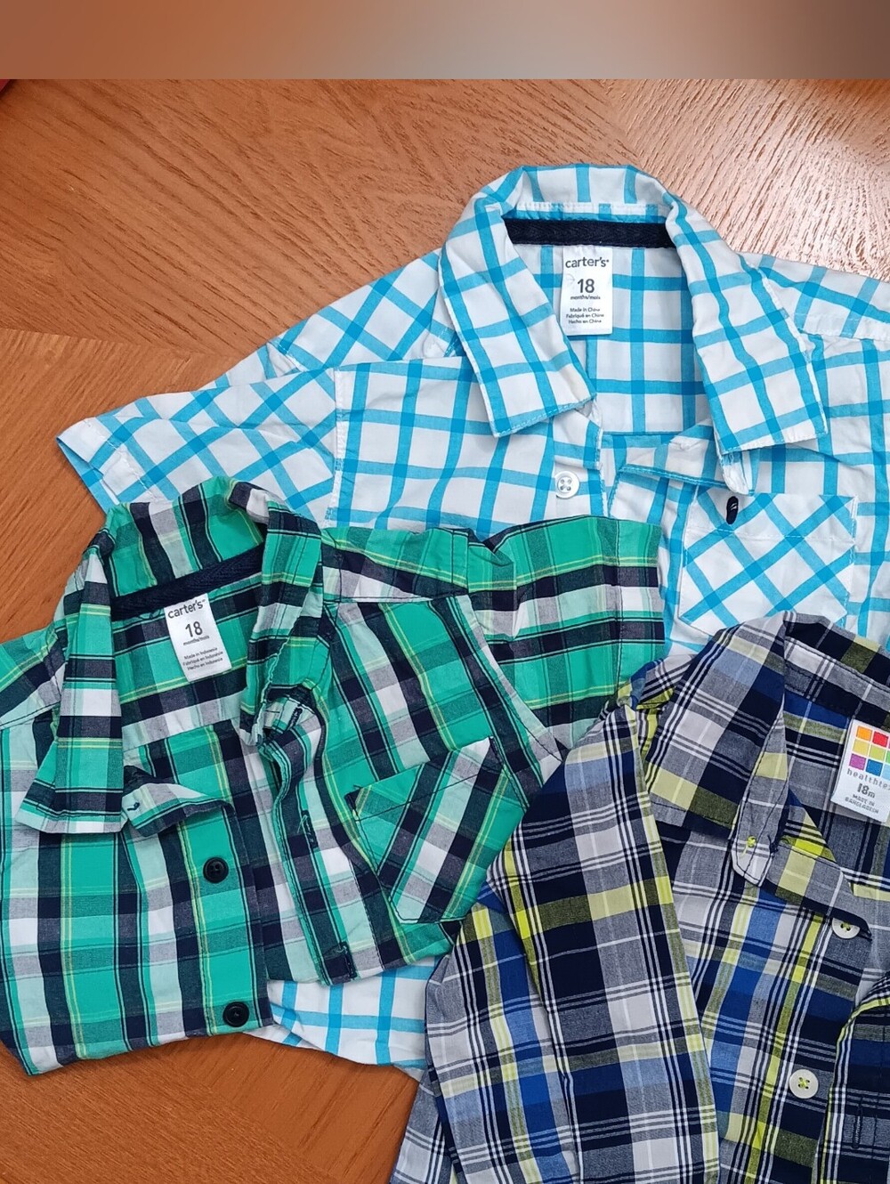 Bundle Of 3 Plaid Button Down Shirt Boys 18M Blue, Green, White